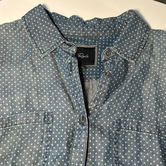 RAILS BLUE BUTTON DOWN with STAR DETAILS - Picture 4 of 6